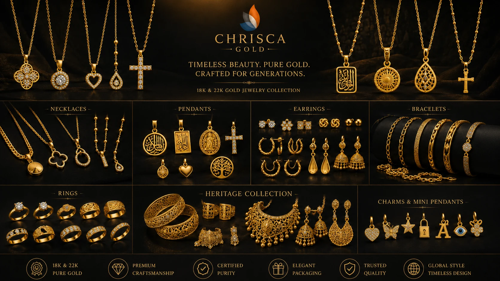 Chrisca gold jewelry collection
